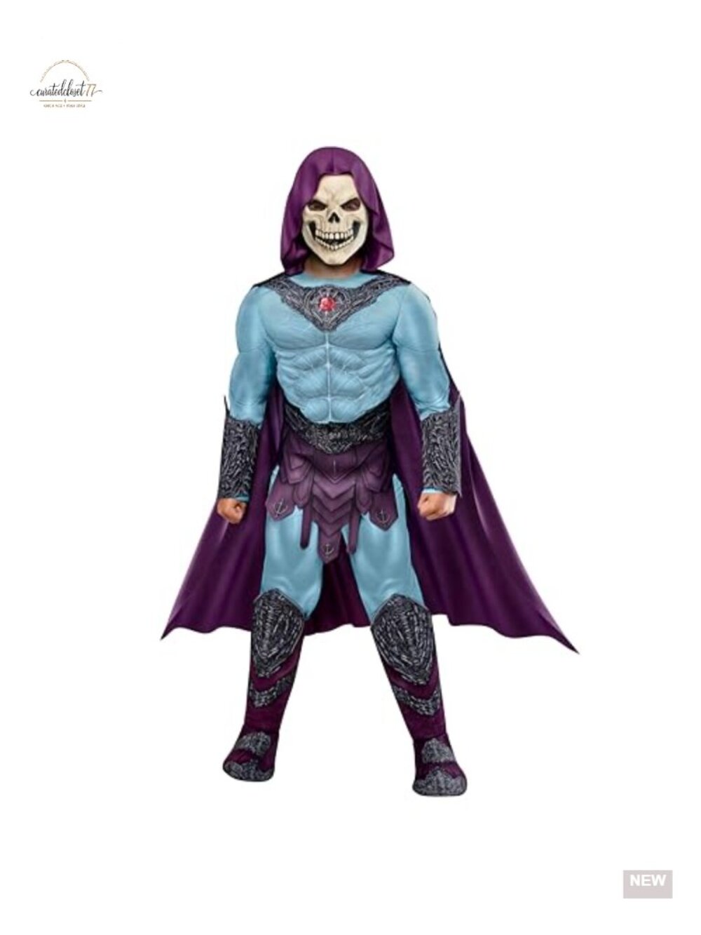 Rubies Skeletor Kids Costume Muscle Chest Jumpsuit Cape Mask Boys Medium